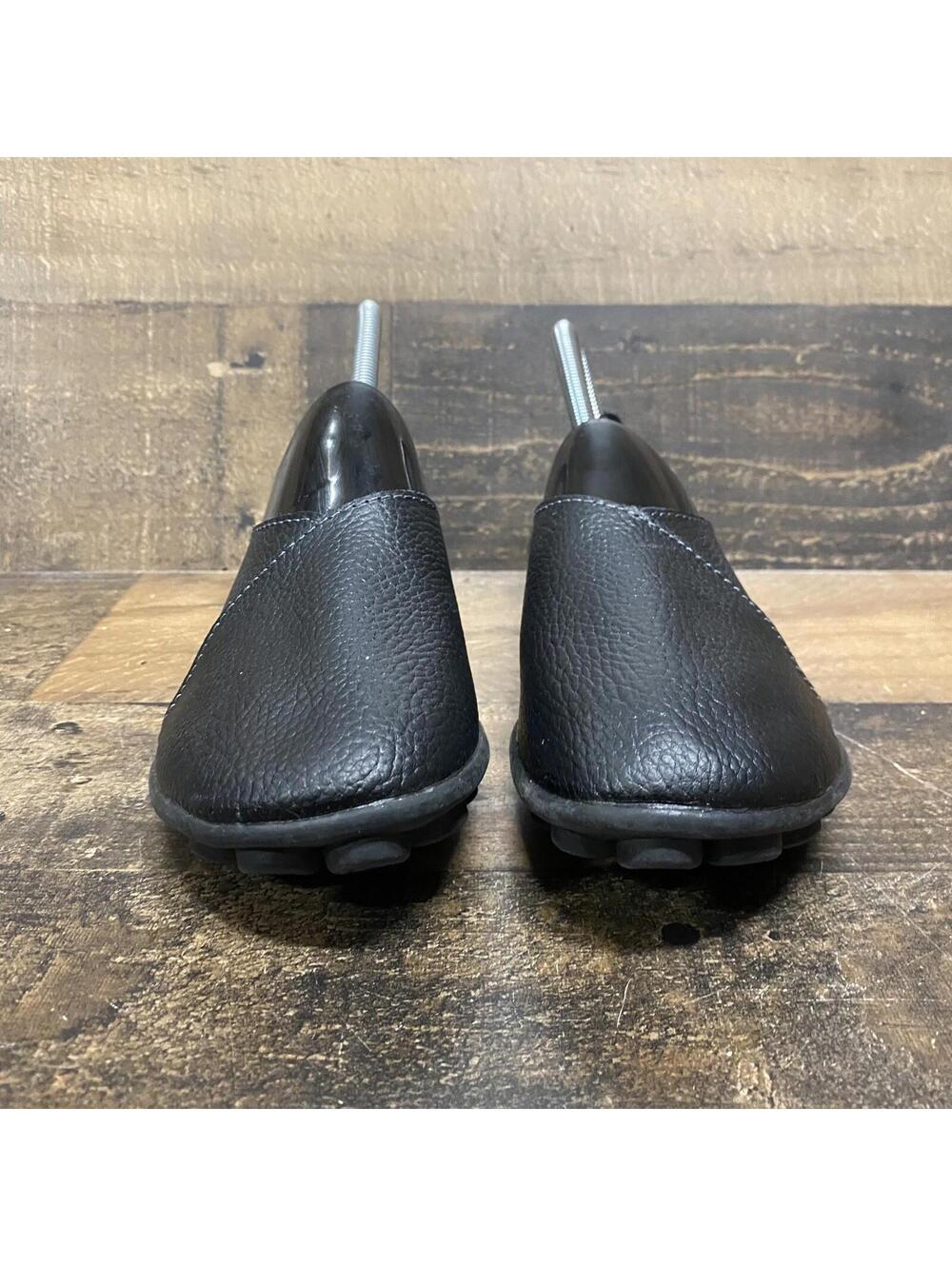 Socofy Women's Size 42 US 12 Black Leather Slip On Flats Loafers - Picture 2 of 9